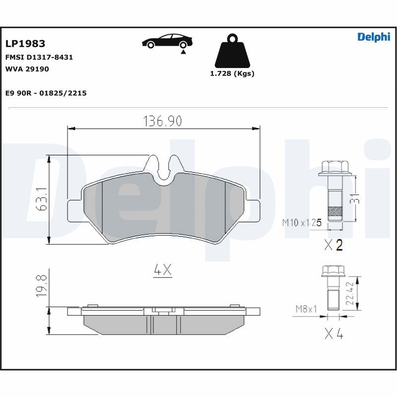 DELPHI LP1983 Brake Pad Set, disc brake