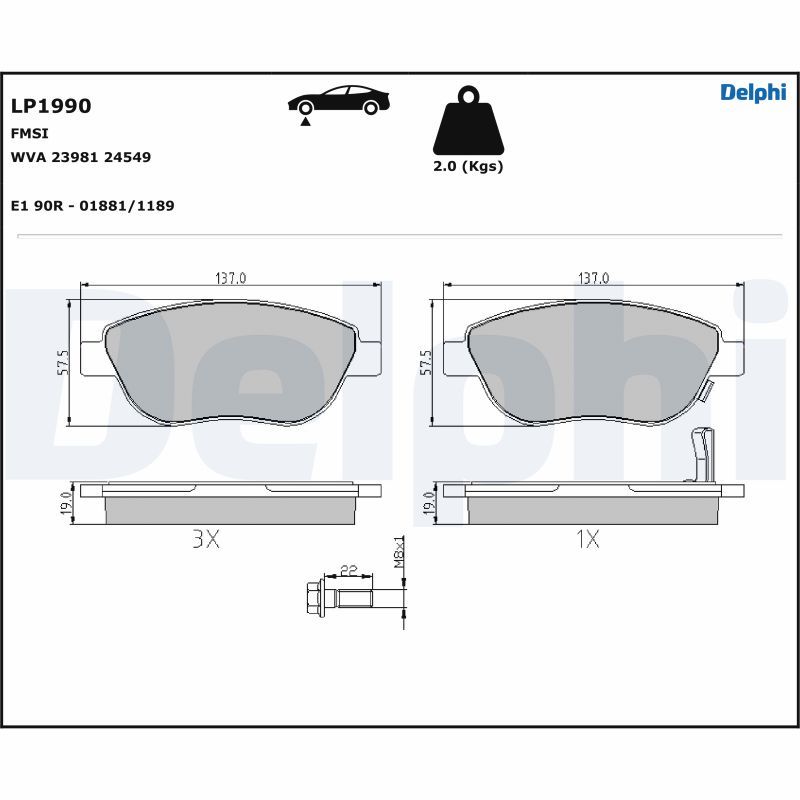 DELPHI LP1990 Brake Pad Set, disc brake