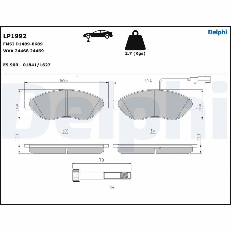 DELPHI LP1992 Brake Pad Set, disc brake