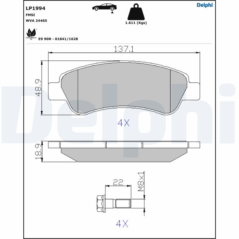 DELPHI LP1994 Brake Pad Set, disc brake