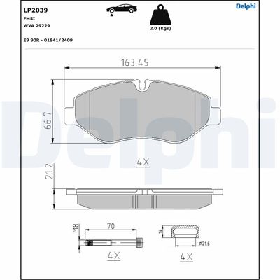 Brake Pad Set, disc brake DELPHI LP2039