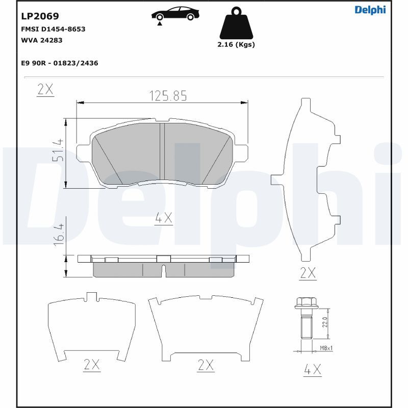 DELPHI LP2069 Brake Pad Set, disc brake