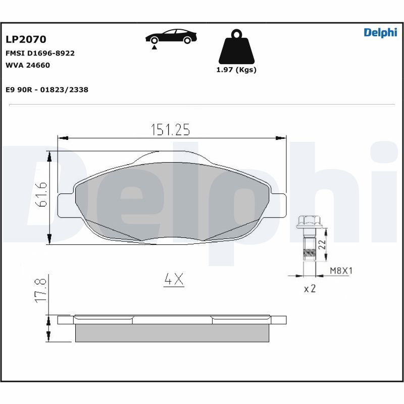 DELPHI LP2070 Brake Pad Set, disc brake