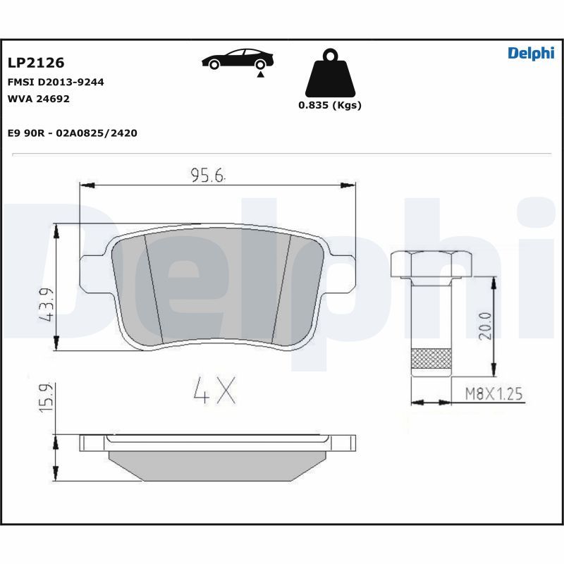 DELPHI LP2126 Brake Pad Set, disc brake
