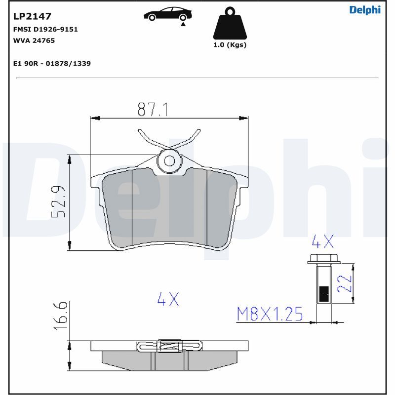 DELPHI LP2147 Brake Pad Set, disc brake