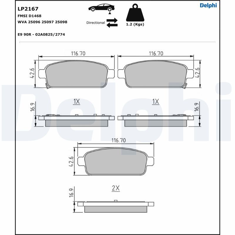 DELPHI LP2167 Brake Pad Set, disc brake
