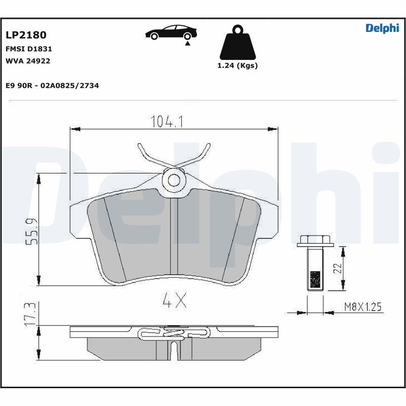 DELPHI LP2180 Brake Pad Set, disc brake