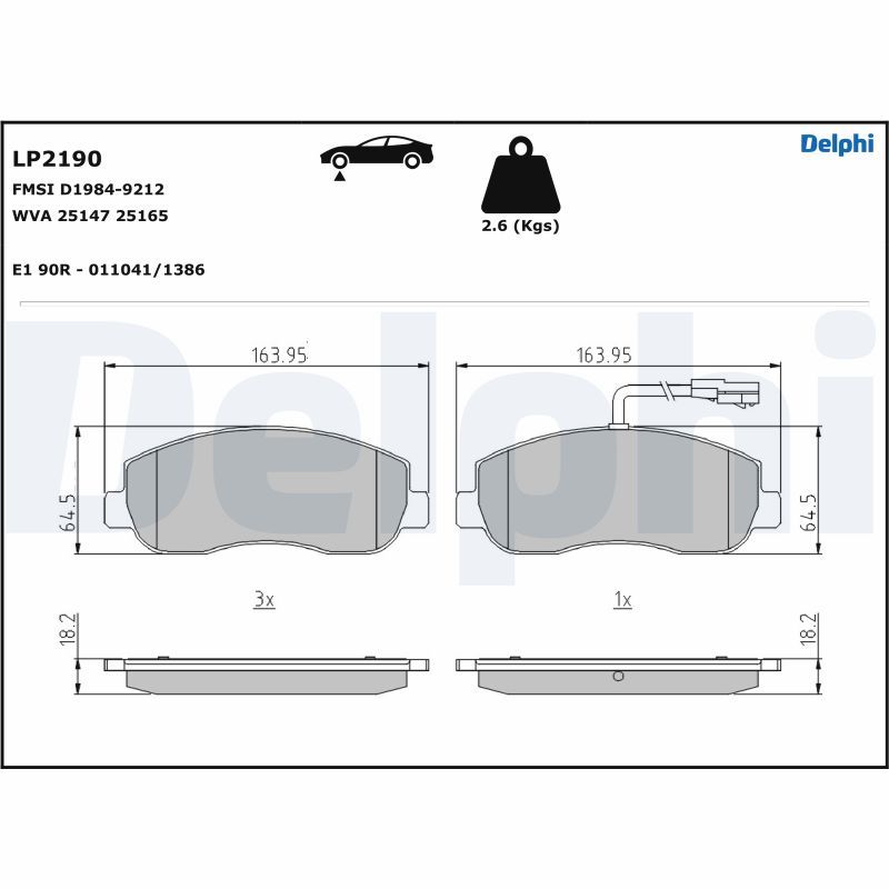 DELPHI LP2190 Brake Pad Set, disc brake
