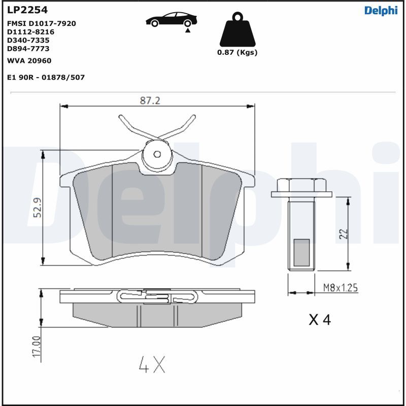 DELPHI LP2254 Brake Pad Set, disc brake
