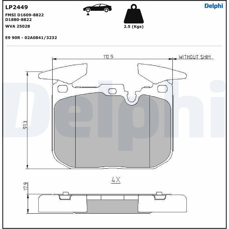 DELPHI LP2449 Brake Pad Set, disc brake