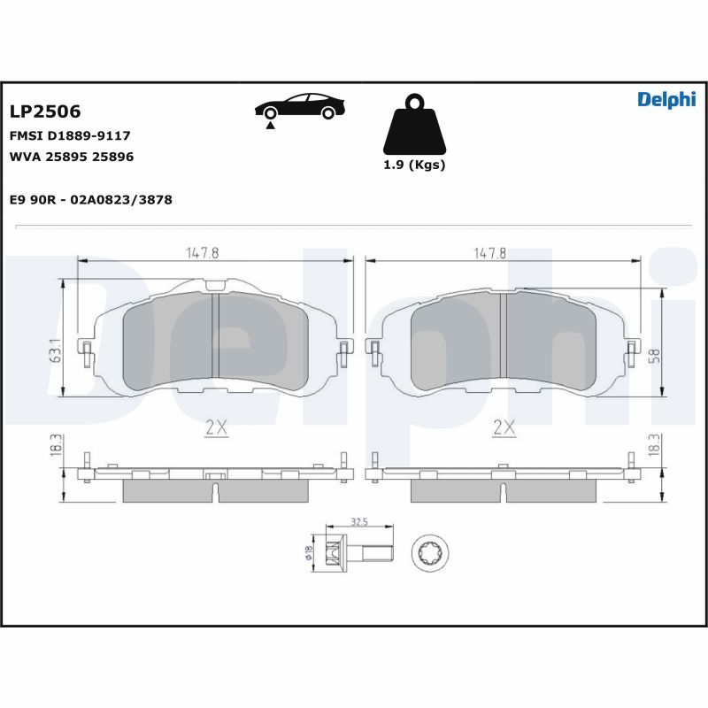DELPHI LP2506 Brake Pad Set, disc brake