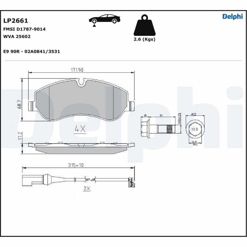 DELPHI LP2661 Brake Pad Set, disc brake