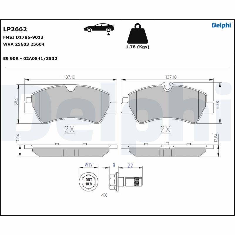 DELPHI LP2662 Brake Pad Set, disc brake