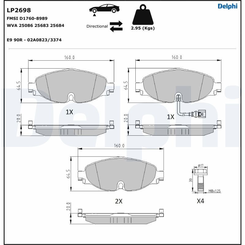 DELPHI LP2698 Brake Pad Set, disc brake