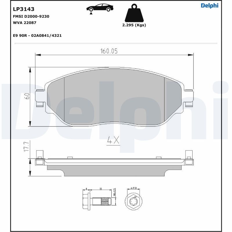 DELPHI LP3143 Brake Pad Set, disc brake