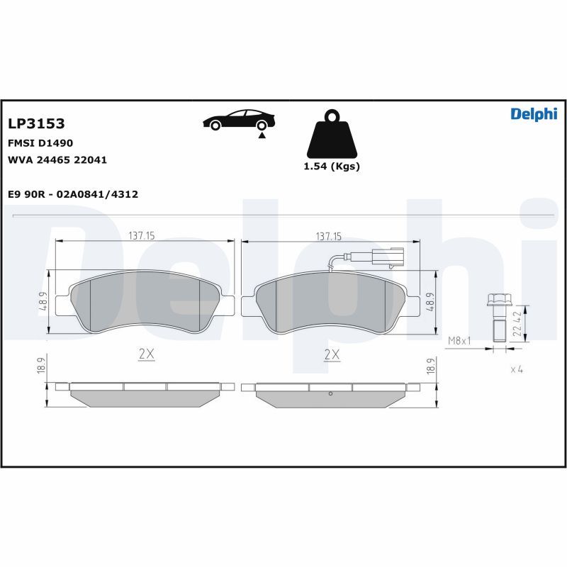 DELPHI LP3153 Brake Pad Set, disc brake
