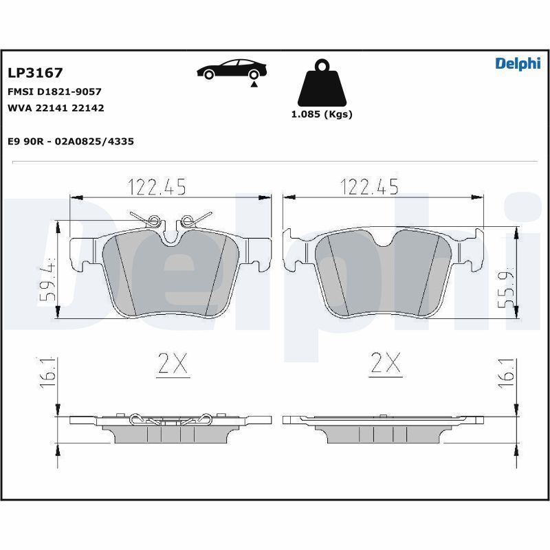 DELPHI LP3167 Brake Pad Set, disc brake