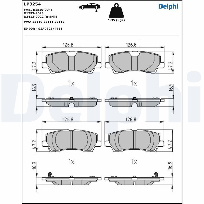 DELPHI LP3254 Brake Pad Set, disc brake