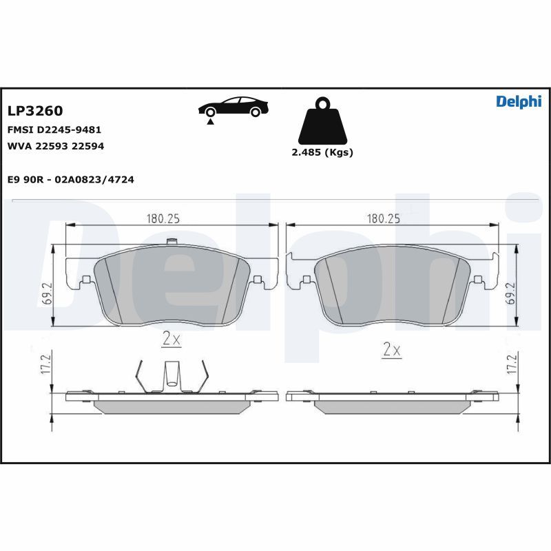 DELPHI LP3260 Brake Pad Set, disc brake