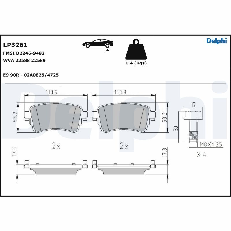 DELPHI LP3261 Brake Pad Set, disc brake