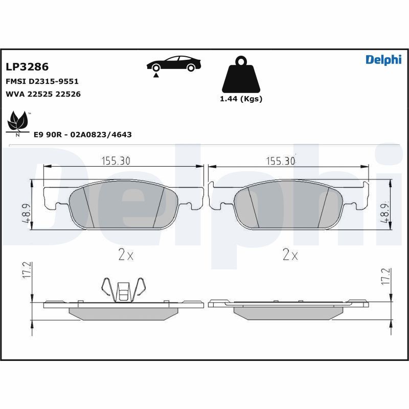 DELPHI LP3286 Brake Pad Set, disc brake
