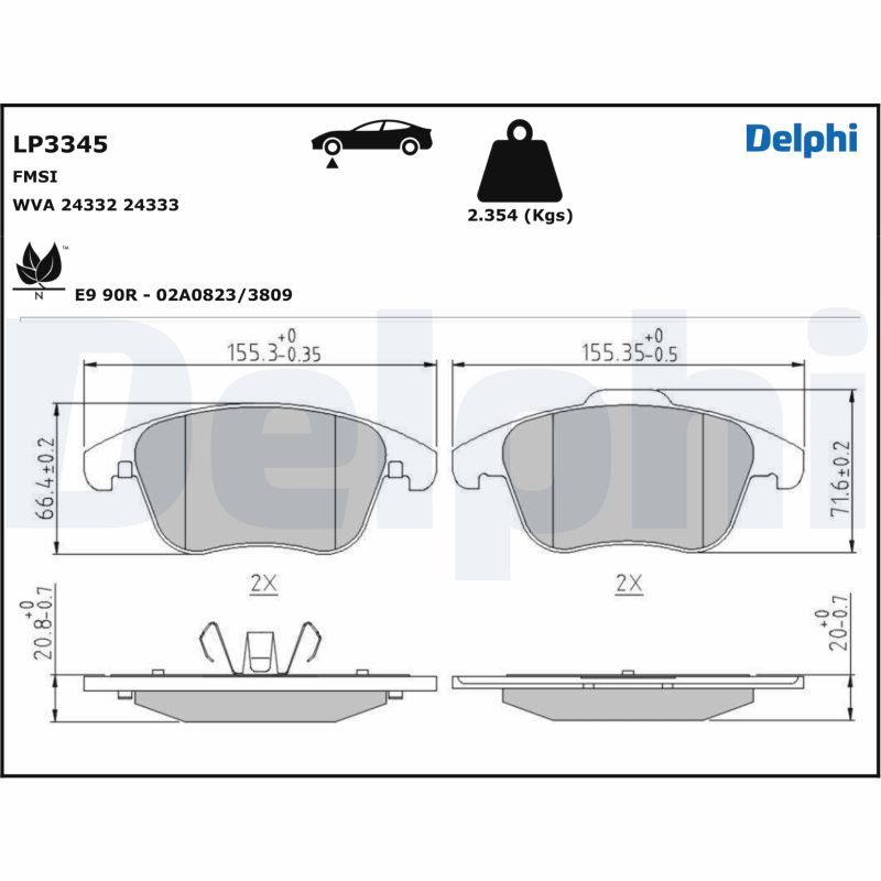 DELPHI LP3345 Brake Pad Set, disc brake