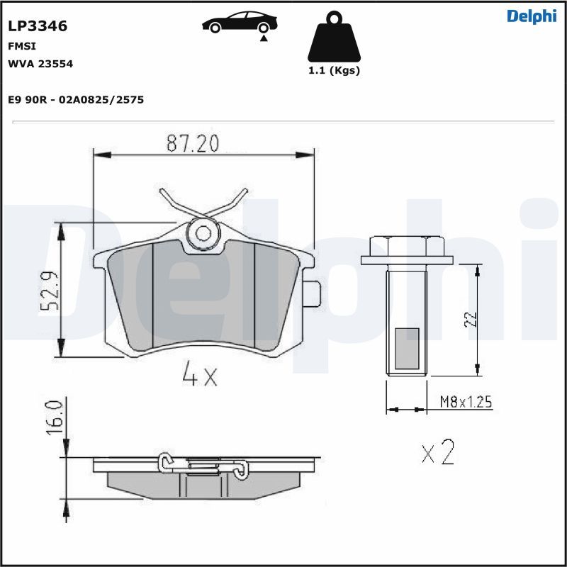 DELPHI LP3346 Brake Pad Set, disc brake