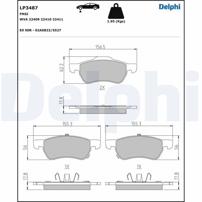 DELPHI LP3487 Brake Pad Set, disc brake