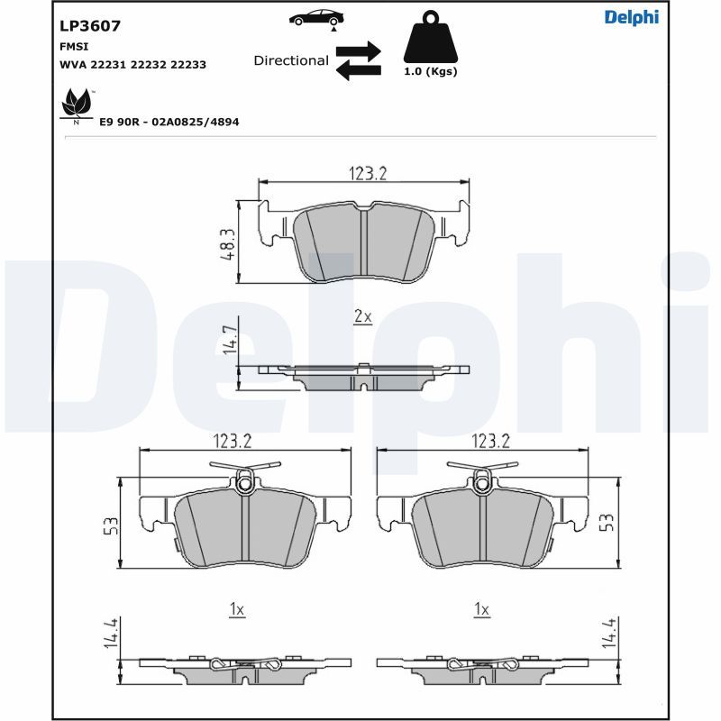 DELPHI LP3607 Brake Pad Set, disc brake