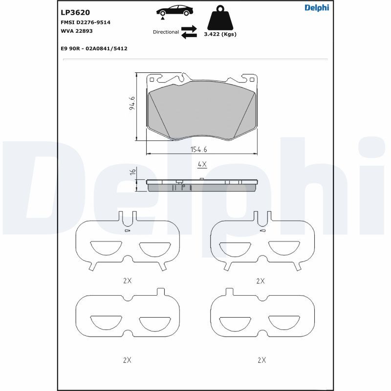 DELPHI LP3620 Brake Pad Set, disc brake