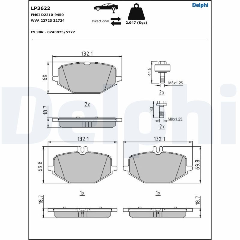 DELPHI LP3622 Brake Pad Set, disc brake