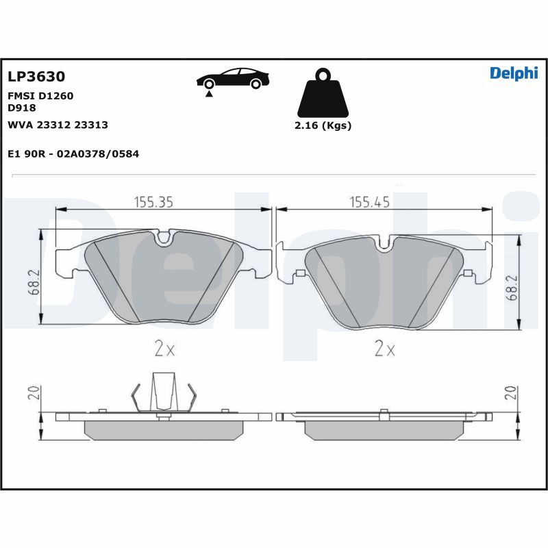 DELPHI LP3630 Brake Pad Set, disc brake