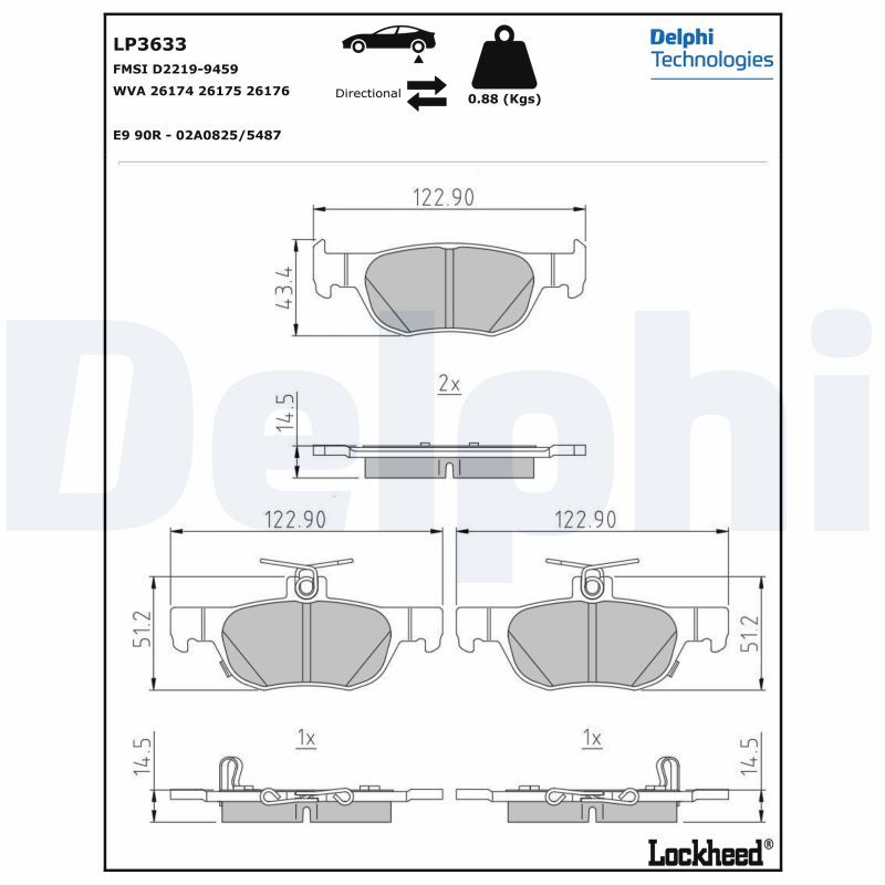 DELPHI LP3633 Brake Pad Set, disc brake