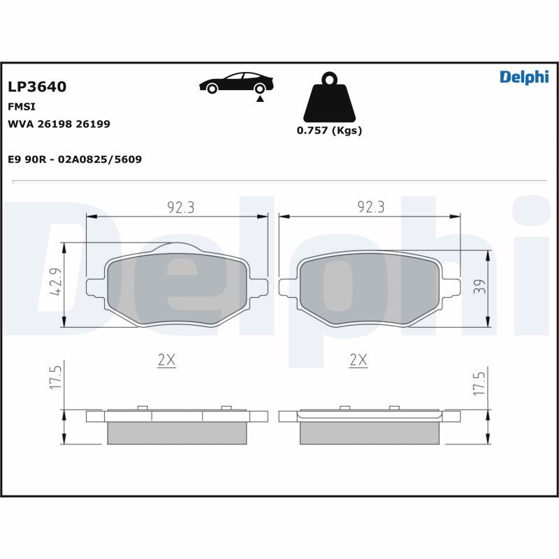 DELPHI LP3640 Brake Pad Set, disc brake