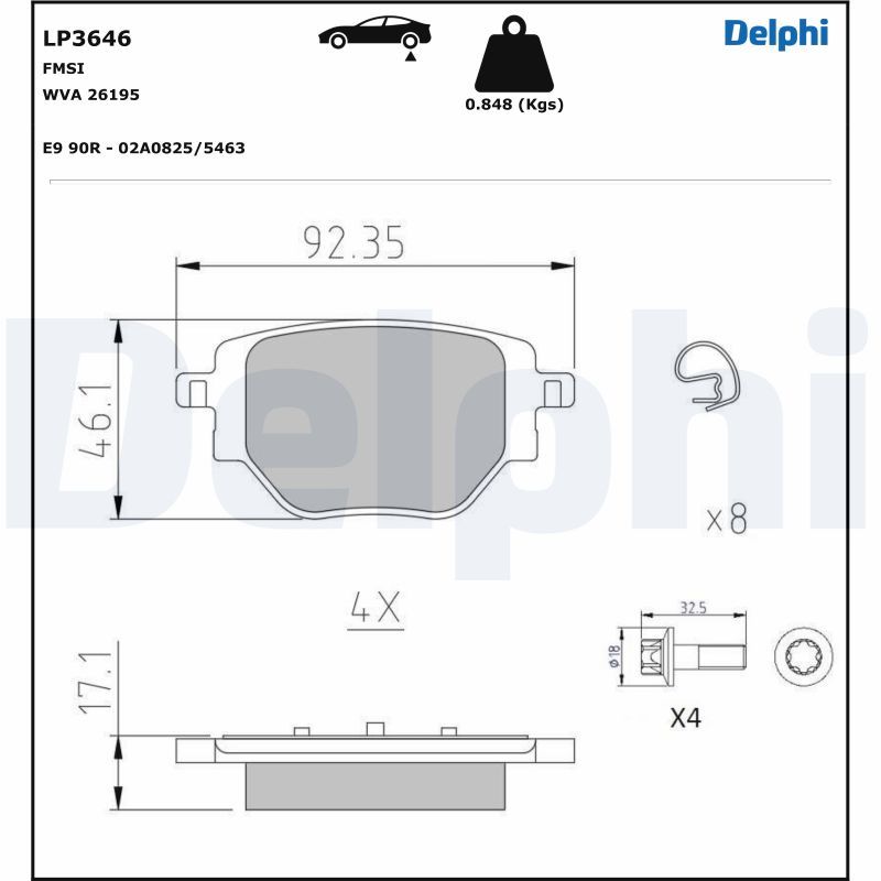 DELPHI LP3646 Brake Pad Set, disc brake