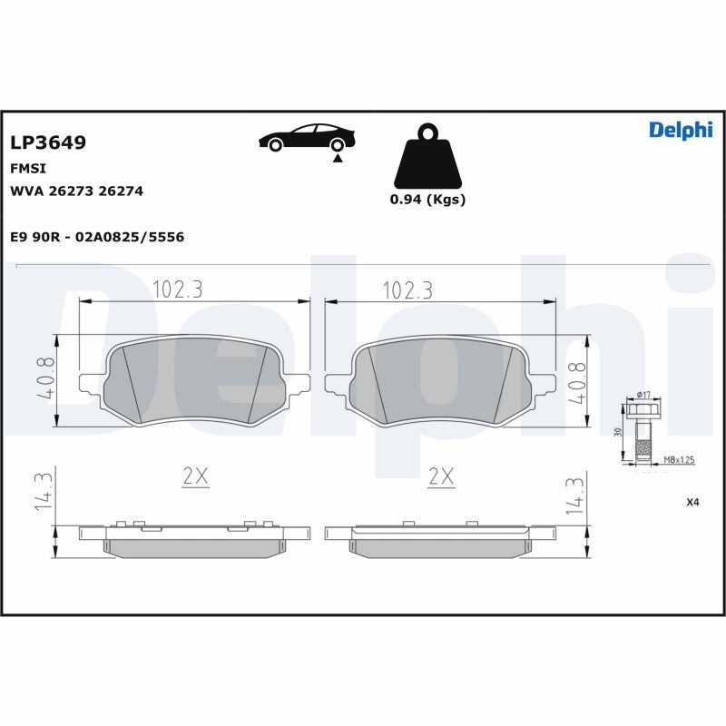 DELPHI LP3649 Brake Pad Set, disc brake
