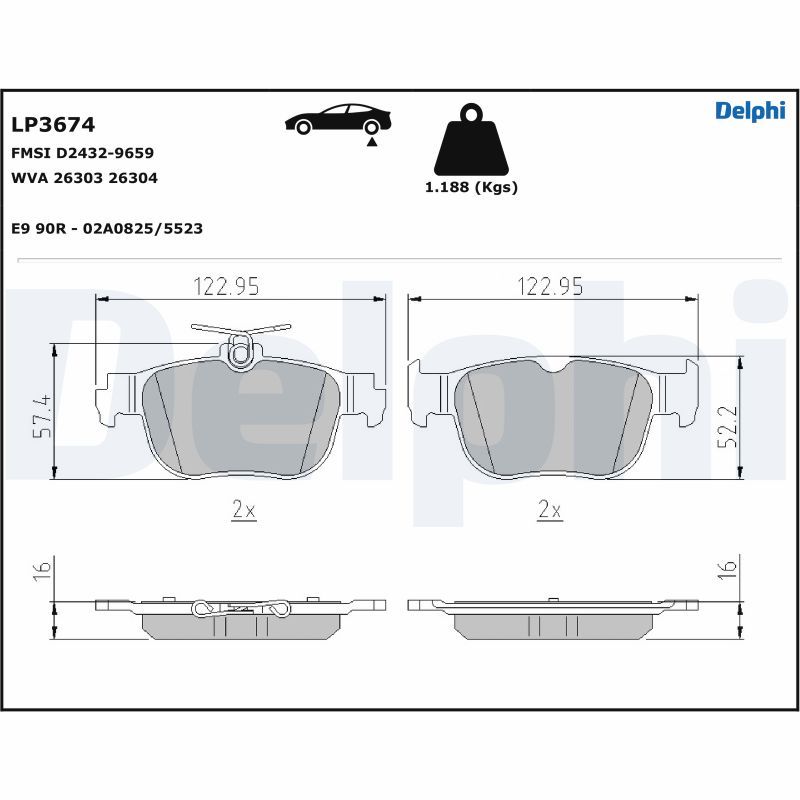 DELPHI LP3674 Brake Pad Set, disc brake