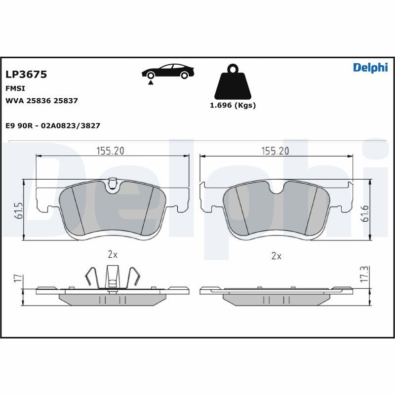 DELPHI LP3675 Brake Pad Set, disc brake