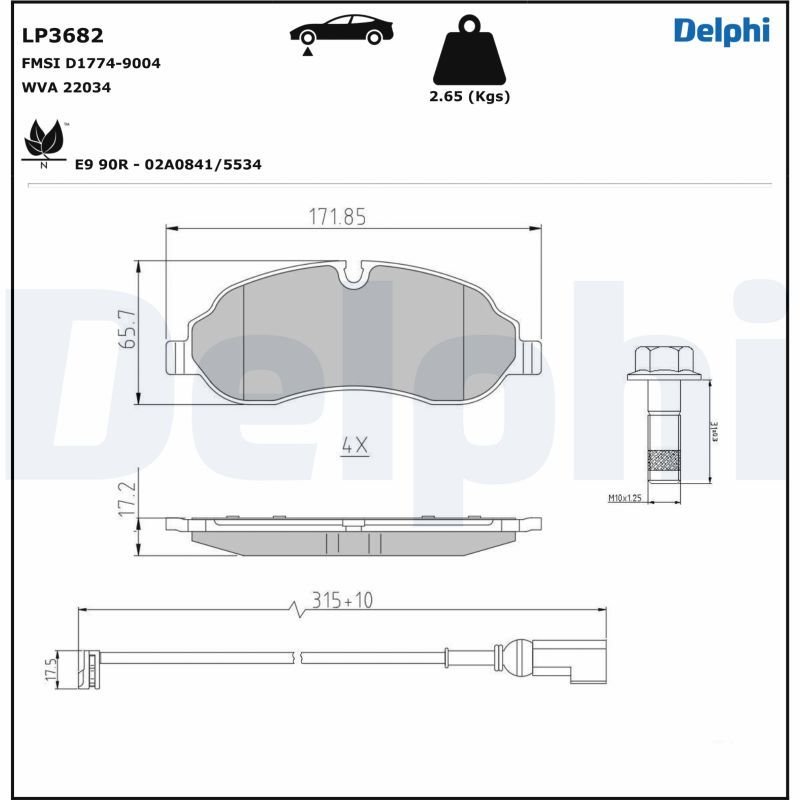 DELPHI LP3682 Brake Pad Set, disc brake
