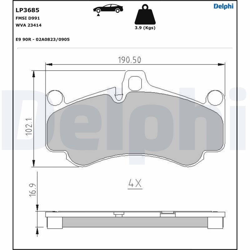 DELPHI LP3685 Brake Pad Set, disc brake
