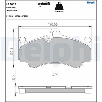 Brake Pad Set, disc brake DELPHI LP3685