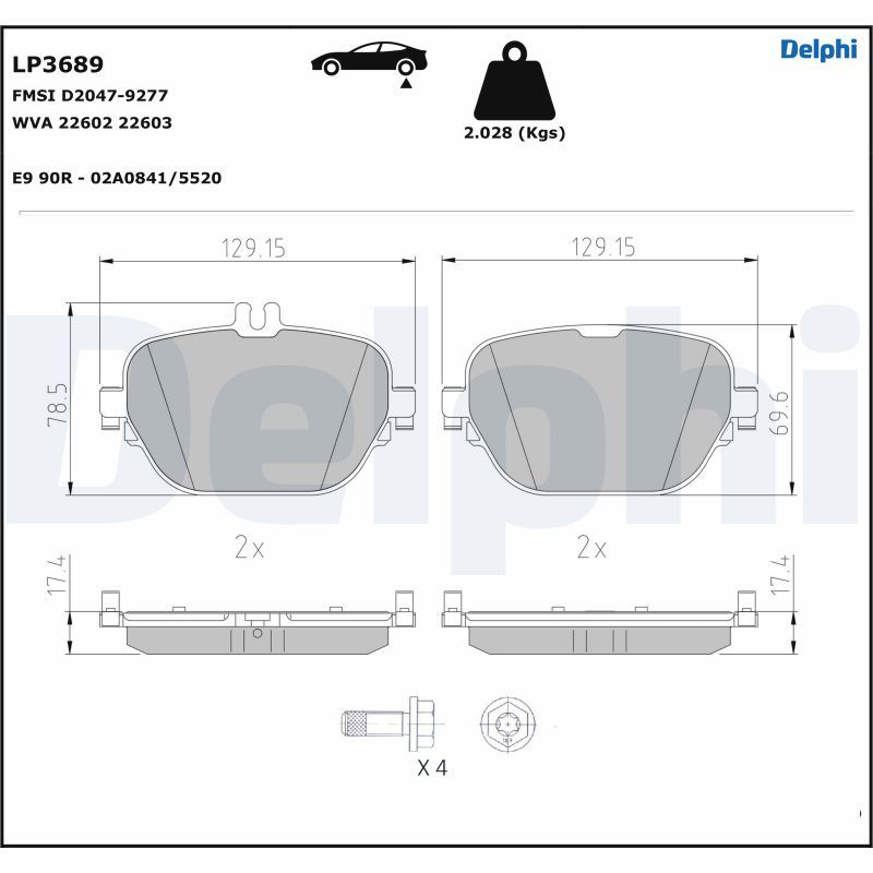 DELPHI LP3689 Brake Pad Set, disc brake