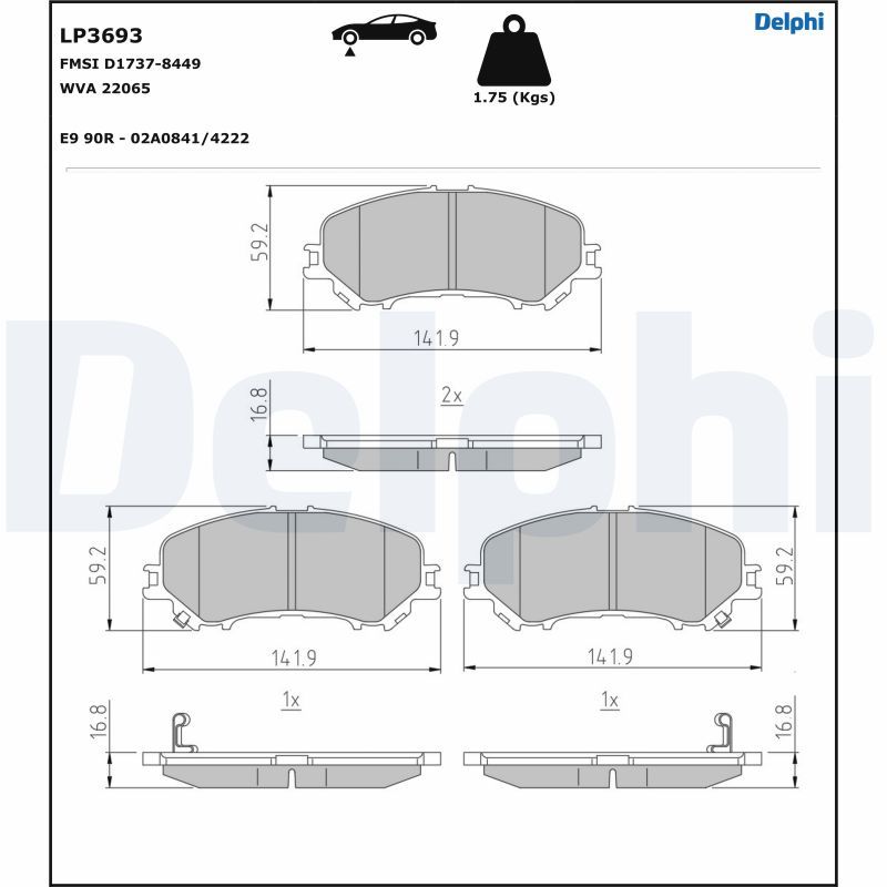 DELPHI LP3693 Brake Pad Set, disc brake