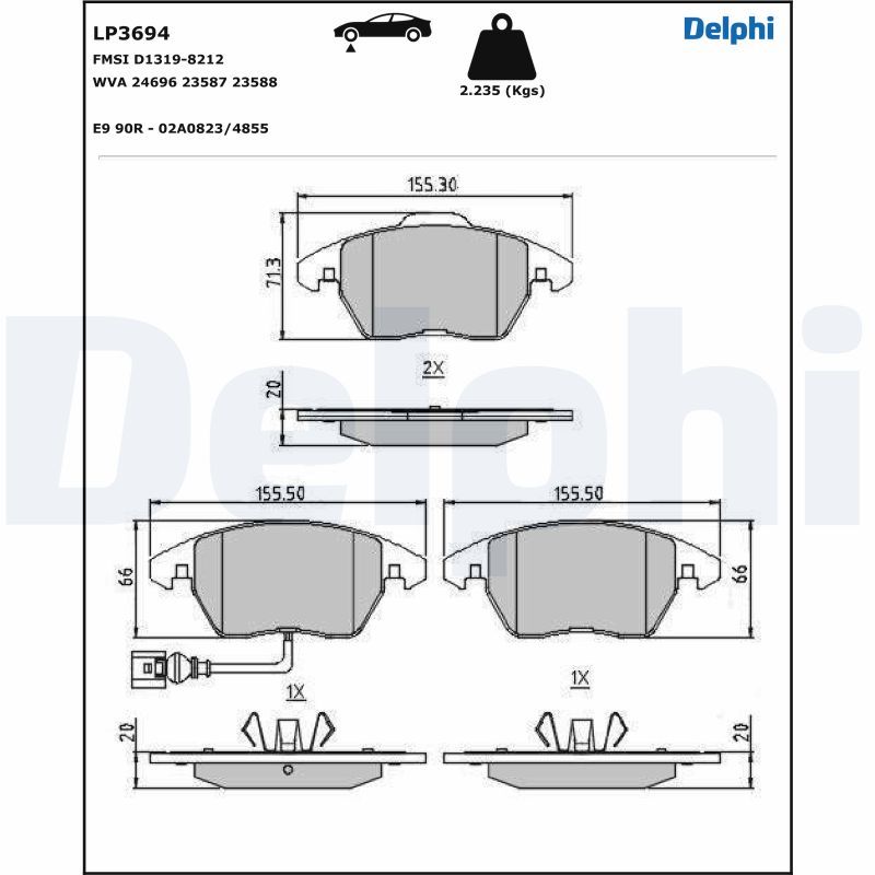 DELPHI LP3694 Brake Pad Set, disc brake