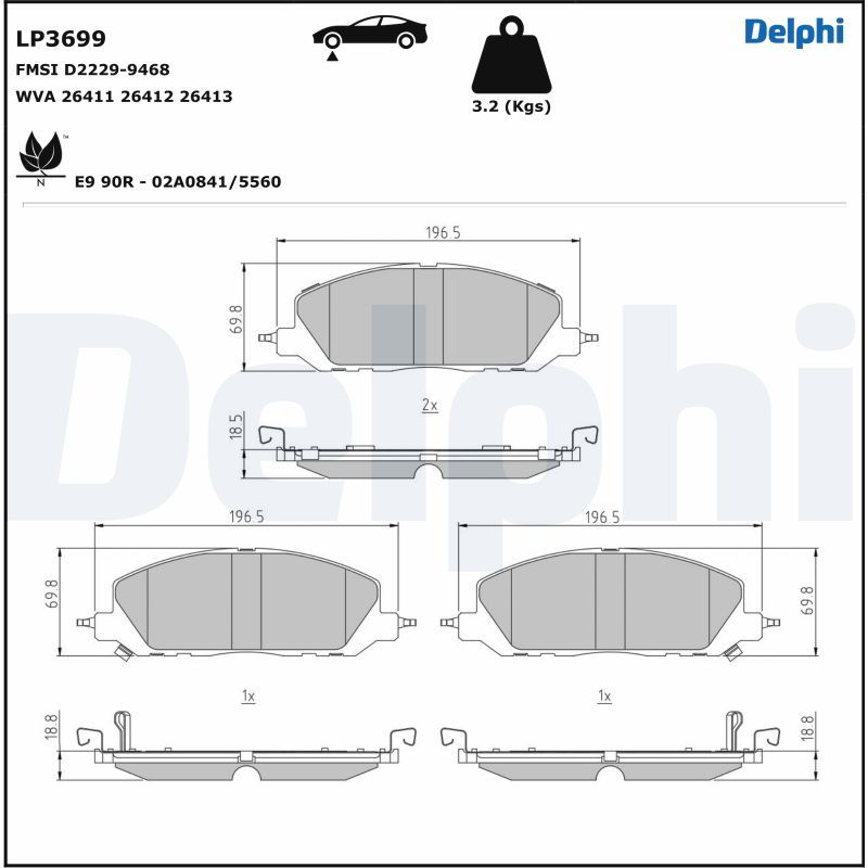DELPHI LP3699 Brake Pad Set, disc brake