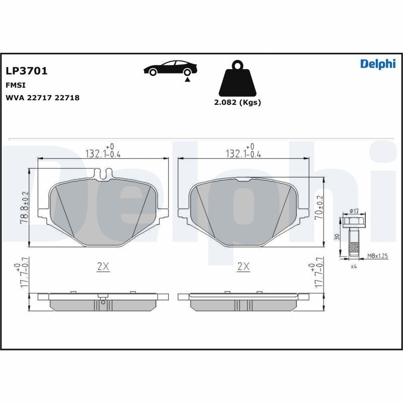 DELPHI LP3701 Brake Pad Set, disc brake