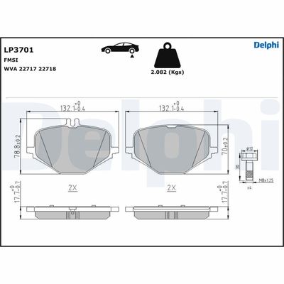 Brake Pad Set, disc brake DELPHI LP3701