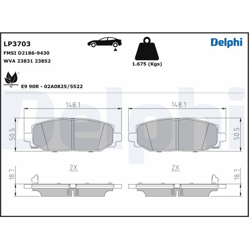 DELPHI LP3703 Brake Pad Set, disc brake