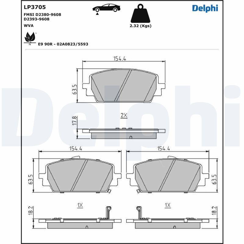 DELPHI LP3705 Brake Pad Set, disc brake