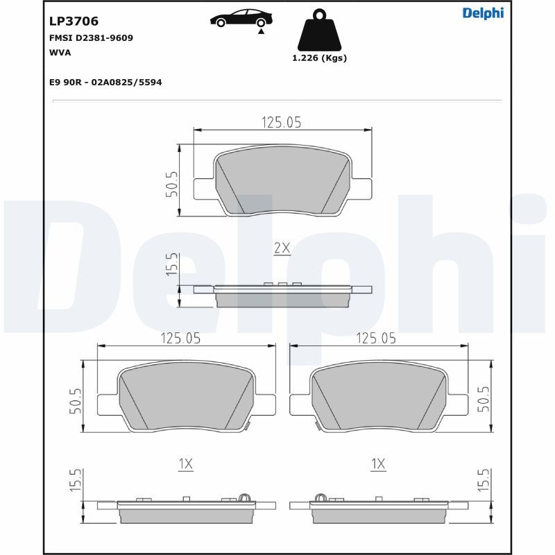 DELPHI LP3706 Brake Pad Set, disc brake
